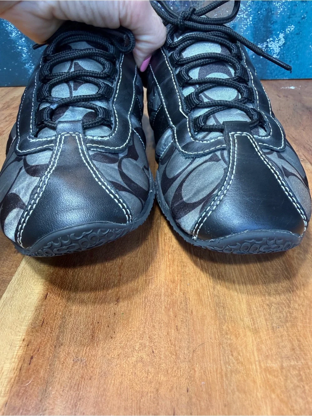 Coach Vintage Y2K Kirby Monogram Sateen Sneakers Black Gray‎ Size 7 EUC